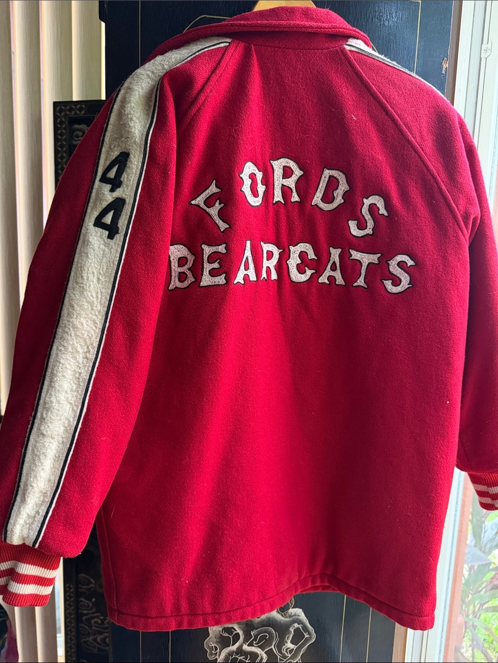Unisex vintage Red 'Fords Bearcats' Letterman Jacket